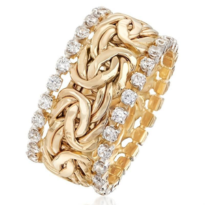 Vintage Golden Zirconia Braided Ring