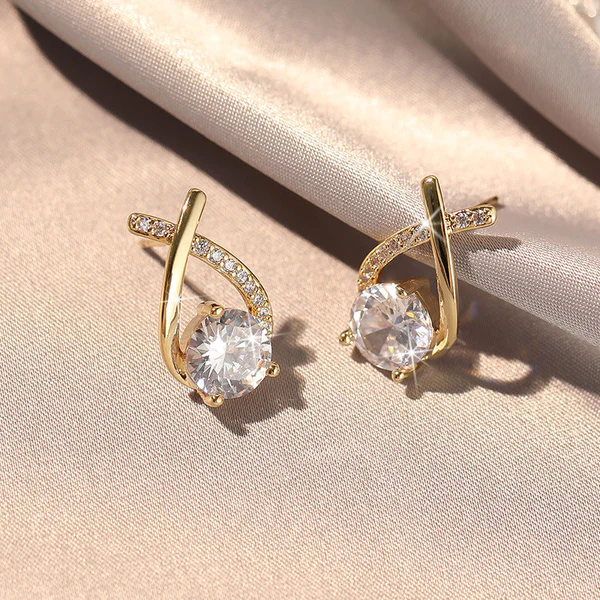 Elegant Zirconia Gold Earrings