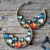 Vintage Colorful Circle Inlaid Stone Earrings