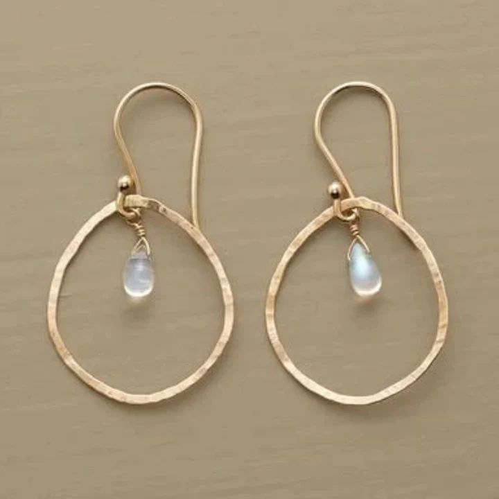 Vintage Golden White Stone Earrings