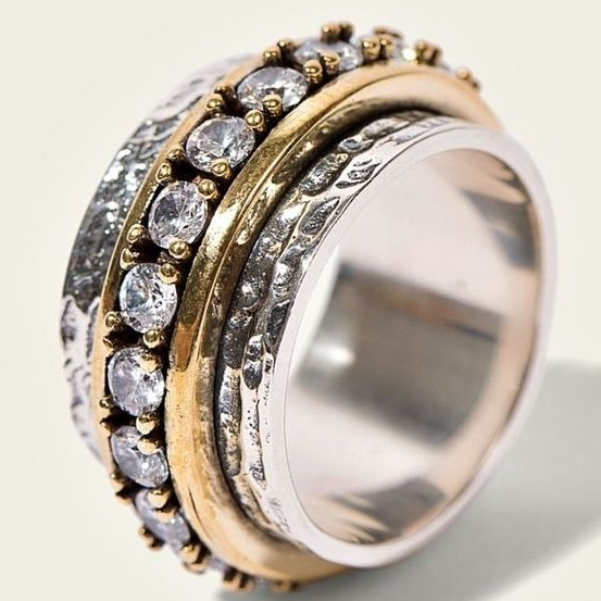 Vintage Golden & Silver Zirconia Ring