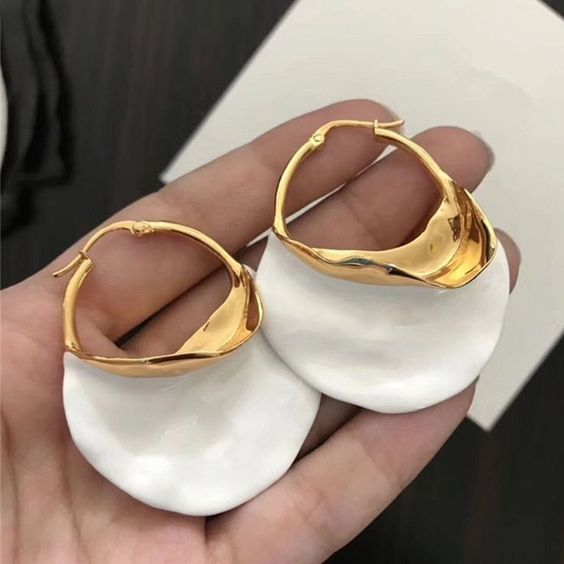 Vintage White & Gold Earrings