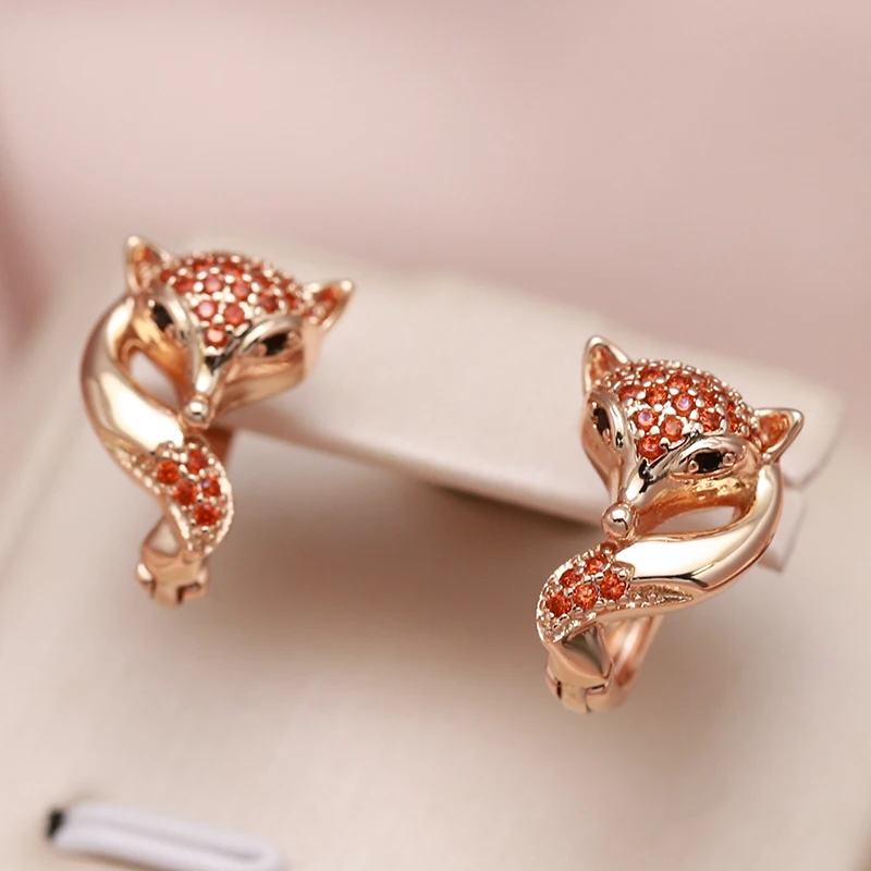 Elegant Fox Golden Earrings