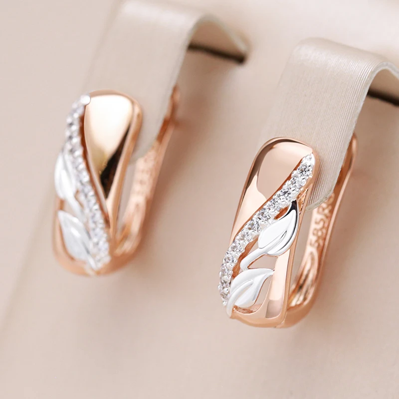 Elegant Silver Leaf Bright Gold Earrings