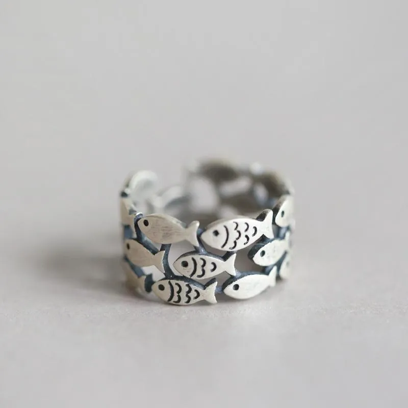 Vintage Silver Fishes Ring