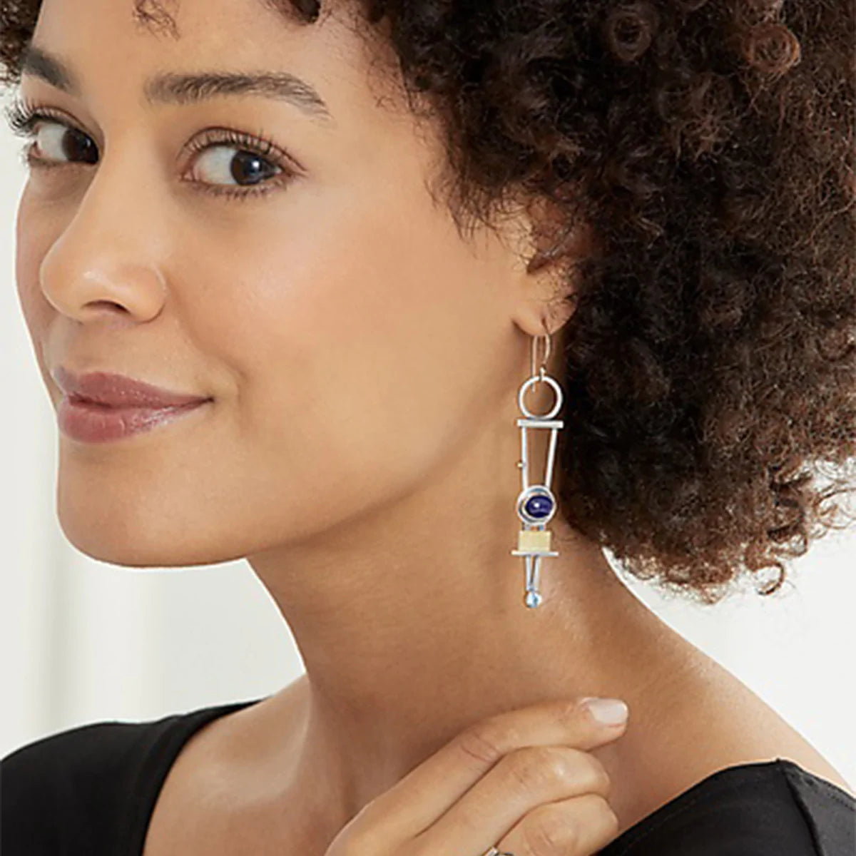 Two-coloured Plaid Earrings