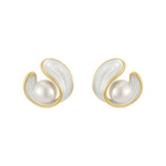 Luxury Earrings with White Opal and Pearls in Gold
