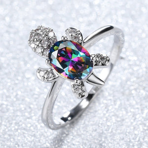 Sea Turtle Ring in Zirconium and Silver