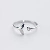 Dolphin Tail Ring in 925 Sterling Silver and Adjustable Zirconia
