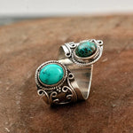 Adjustable Double Turquoise Surround Ring