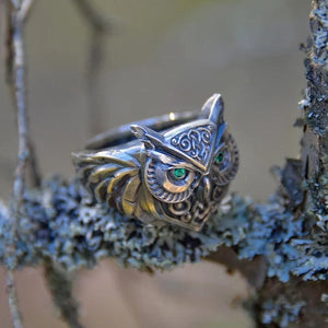 Owl Emerald Ring