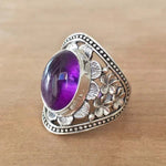 Purple Gemstone Flower Ring