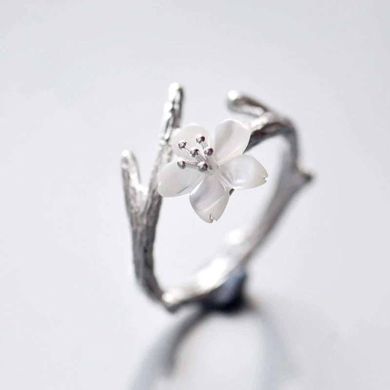 White Natural Jade Ring in Sterling Silver