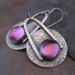 Boho earrings with purple stones in sterling silver