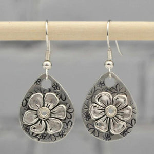 Boho floral silver earrings