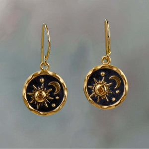 Sun and Moon Earrings in Gold and Silver