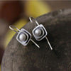 Boho Cubic Pearl Earrings in Sterling Silver
