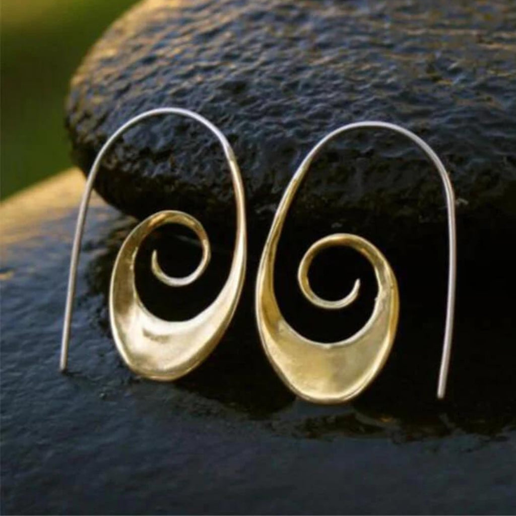 Gold Spiral Boho Earrings