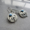 Blue Opal Flower in Silver Earrings