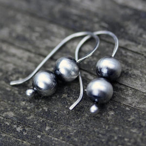 Boho Silver Pearl Earrings