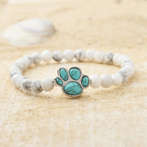 Oceanic Paw Bracelet with Turquoise Opal and White Stones