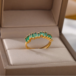 Green Zirconia Ring in Gold