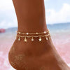 Magic Ankle Bracelet with Stars and Pearls in Gold