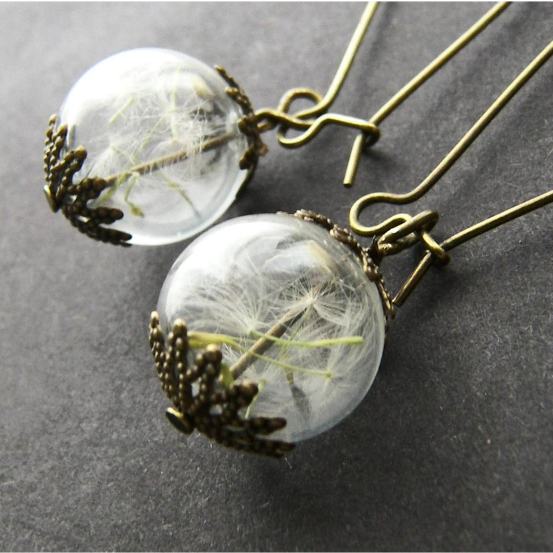 Nature's Dandelion Earrings in Antique Gold