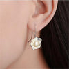 Silver Plated Pearl Flower Dangling Earrings