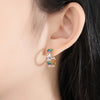 Multicoloured Zirconia Earrings in Gold