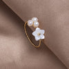 White Blossom Ring with Pearls in Gold