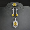 Set Necklace + Earrings Yellow Crystal and Zirconia in Silver