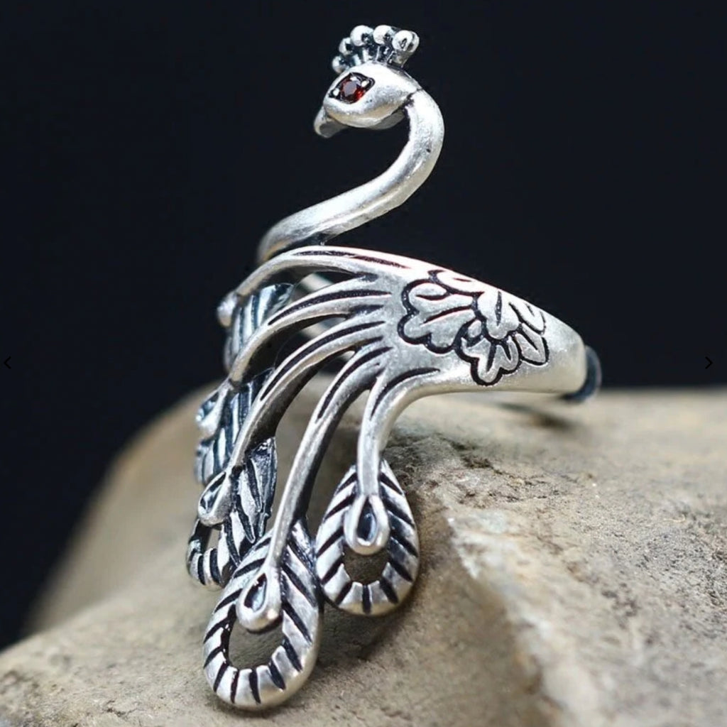 Peacock Ring in 925 Sterling Silver