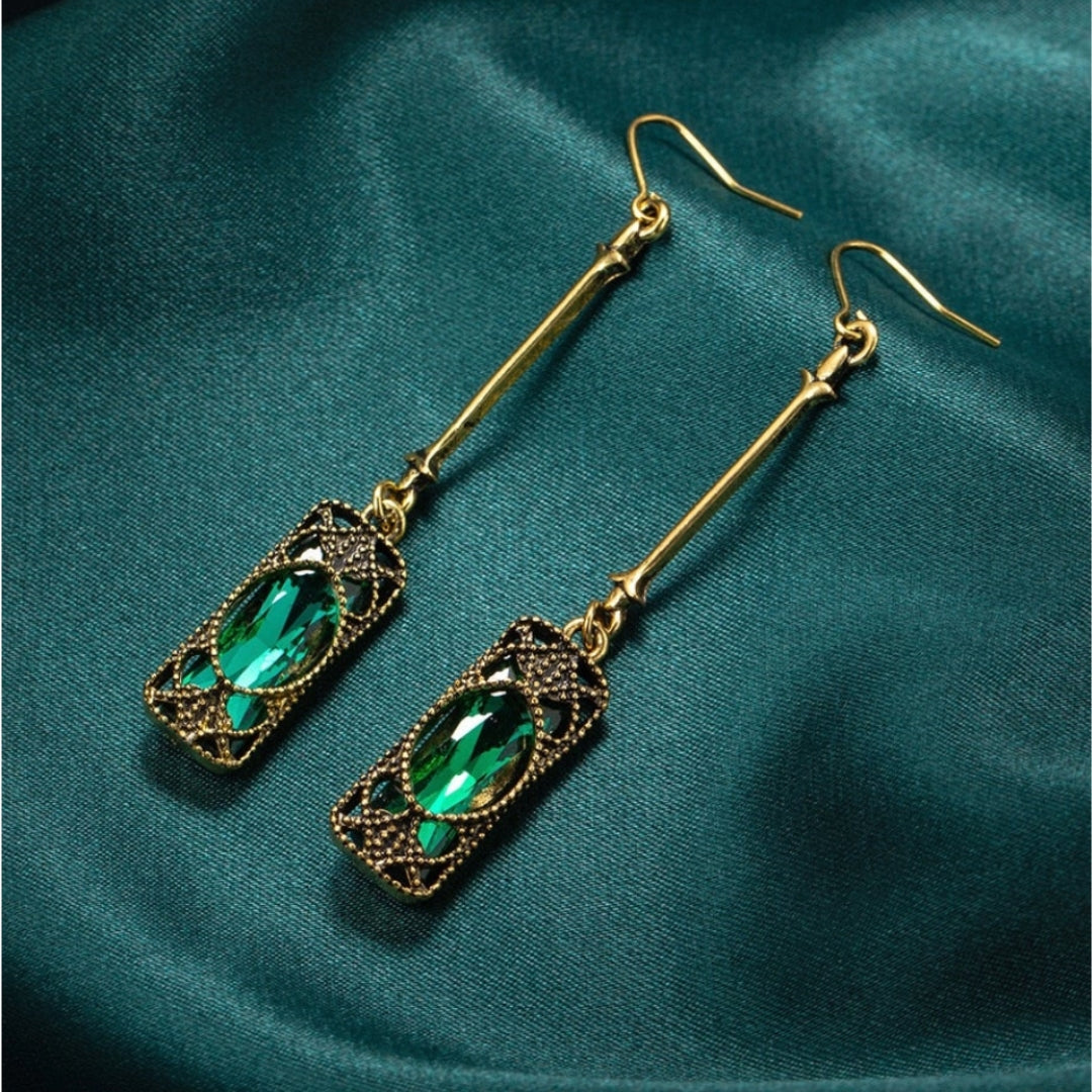 Green Lantern Pendant Earrings in Gold