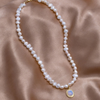 Gold Moonstone Pearl Necklace
