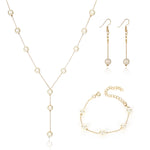 Three Piece Elegant Pearl Set in Gold