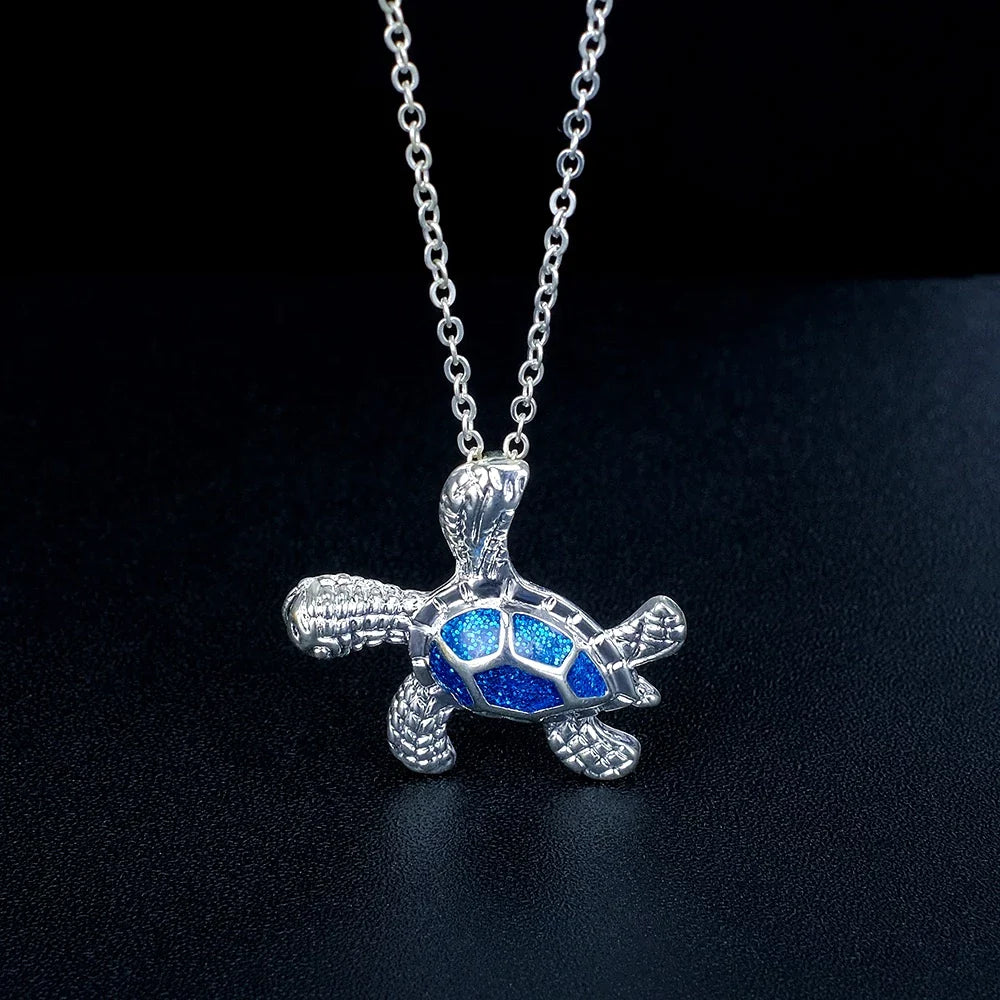 Blue Opal Sea Turtle Necklace