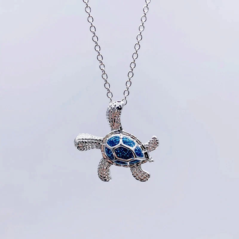 Blue Opal Sea Turtle Necklace