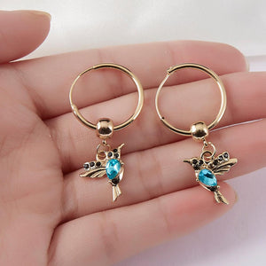 Limited Edition Flying Hummingbird Earrings with Zirconia Inlay