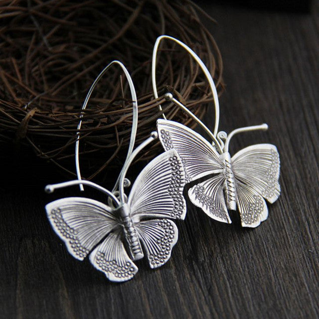 Vintage Silver Butterfly Earrings