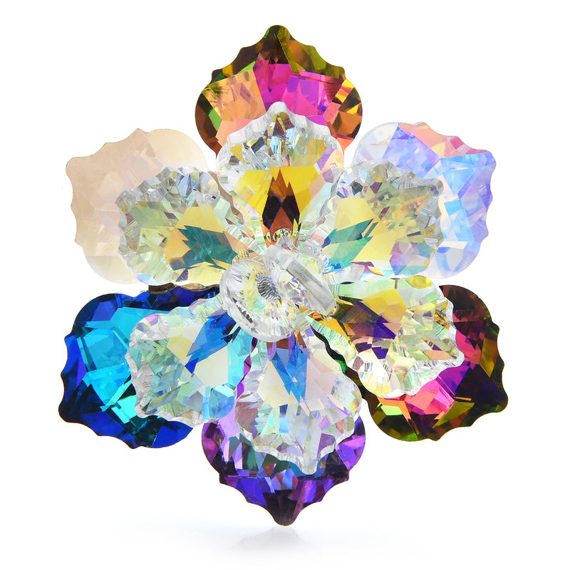 Shining Glass Flower Brooches