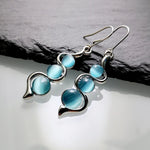 Blue Crystal Boho Earrings in Silver