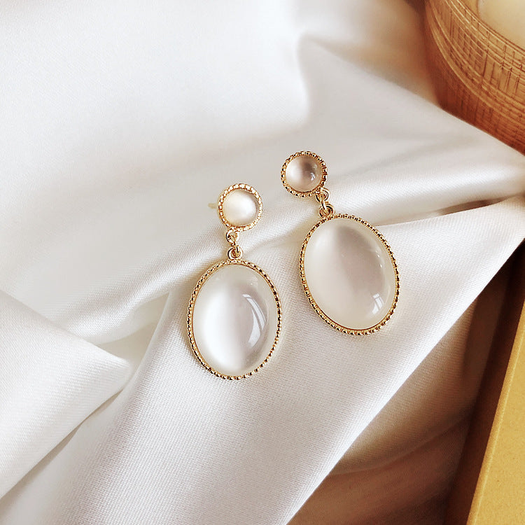 Moonstone Earrings in Gold