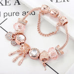 Rose Dreamcatcher Bracelet with Charms Included in Sterling Silver