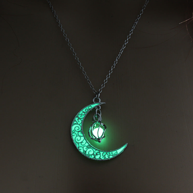 Luminous Crescent Necklace in Silver