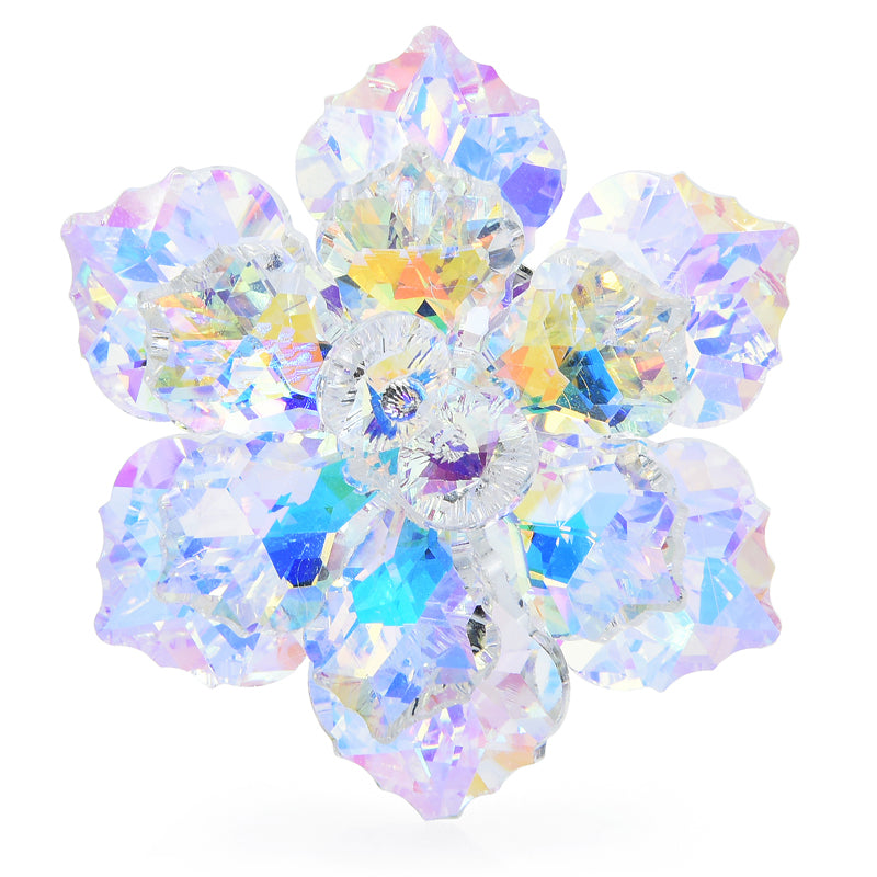 Shining Glass Flower Brooches