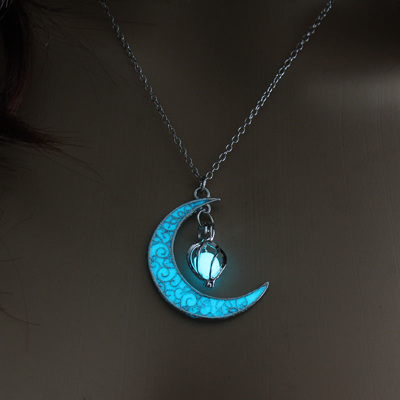 Luminous Crescent Necklace in Silver