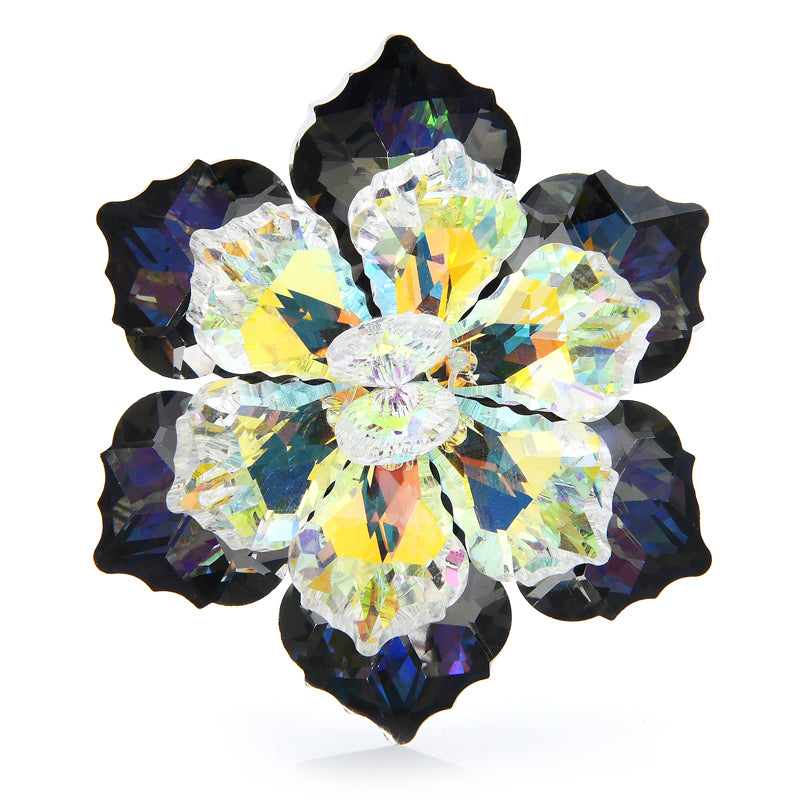 Shining Glass Flower Brooches