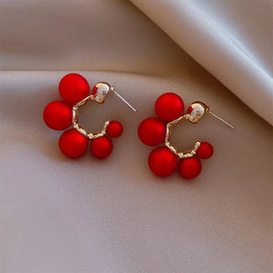 Luxury Red Pearl Earrings in Gold