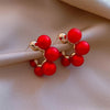 Luxury Red Pearl Earrings in Gold